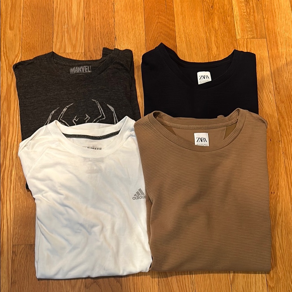 4 Piece Men’s XL Bundle Deal T-Shirts in Adidas, Zara and Marvel - Lot Sale